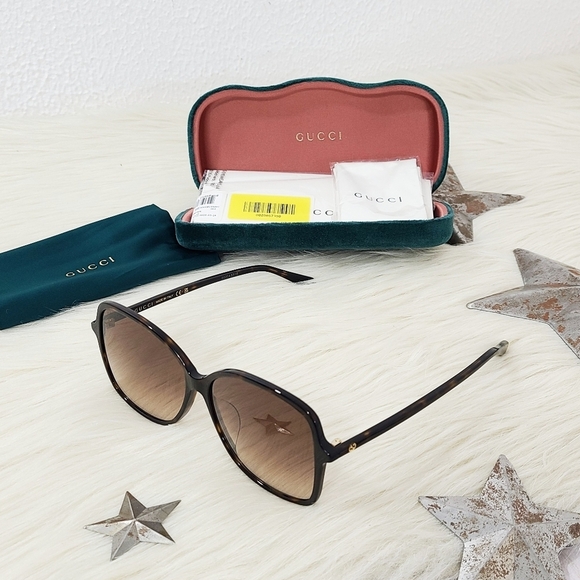 Gucci Oversized Butterfly Sunglasses Havana Tortoiseshell Brown NEW - Picture 4 of 13